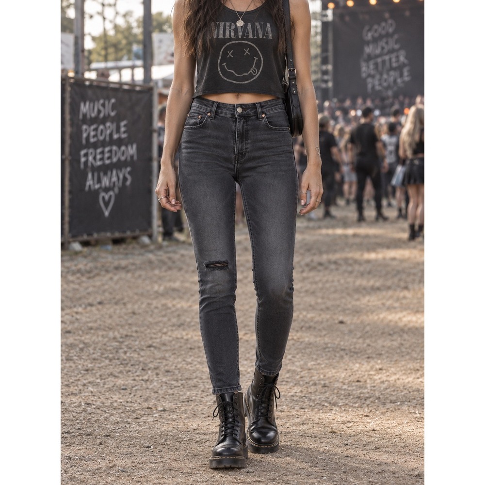 We The Free Distressed High Rise Skinny Jeans Womens 31 Black